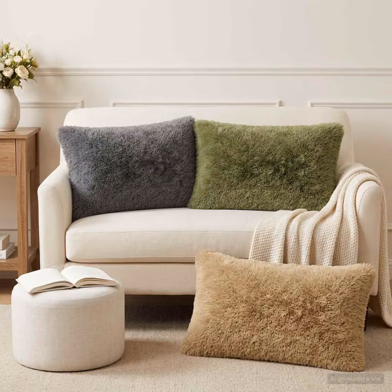 Set di 2 federe vidaXL HEERLEN in pile verde chiaro, L 50 cm x P 70 cm