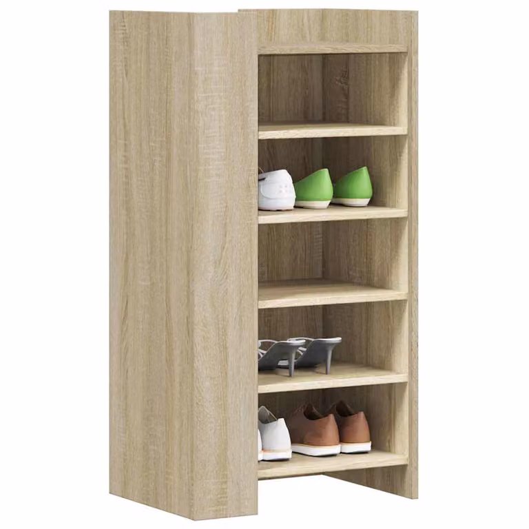 Scarpiera moderna vidaXL in legno color rovere con ante a battente e ripiani, L: 52 cm, P: 37,5 cm, H: 100 cm