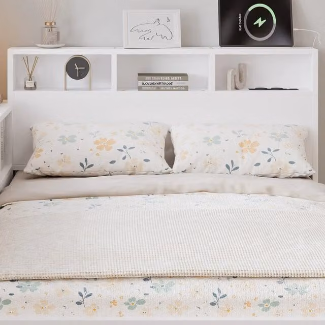 Letto in legno con letto estraibile ¨C Minimal ¨C Bianco 120x200cm 90x190cm con mensola e stazione di ricarica
