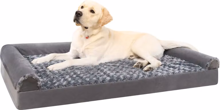 Cuccia ortopedica per cani, 91 x 68 x 16 cm, grigia, con rivestimento lavabile, realizzata in schiuma a bolle, ideale per cani