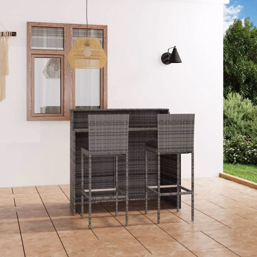 Maison Exclusive - Set da giardino da 3 pezzi con cuscini, grigio