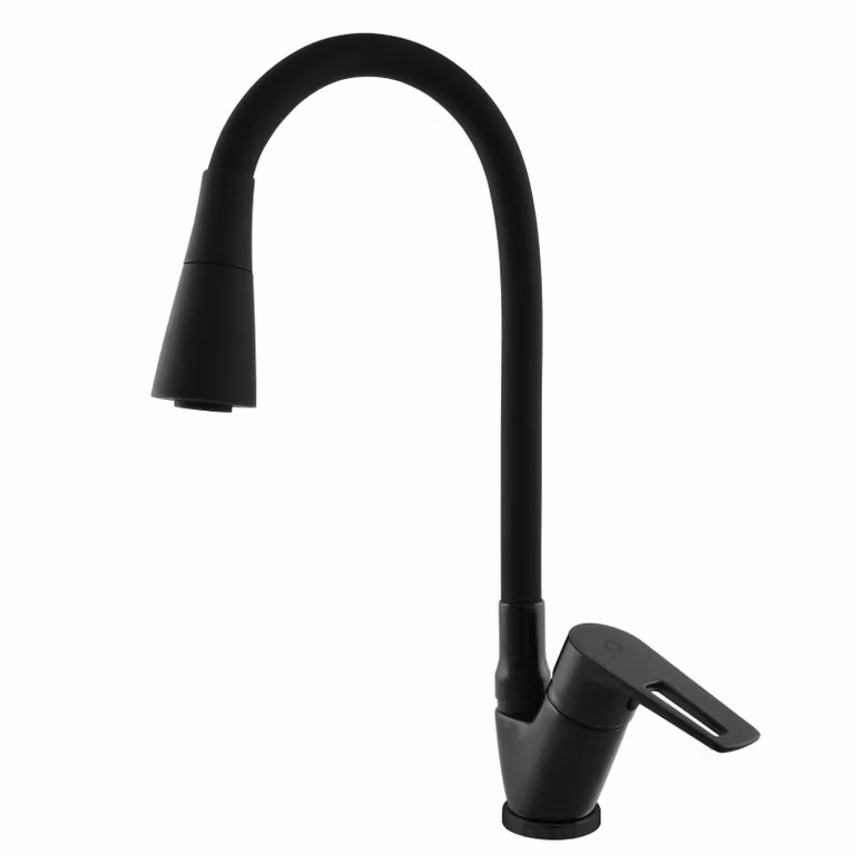 RAV Slezák Slezák Rav CO206/13CMAT Miscelatore per lavello con braccio flessibile con doccia, nero opaco Colore: nero opaco, Dimensione: 3/8''