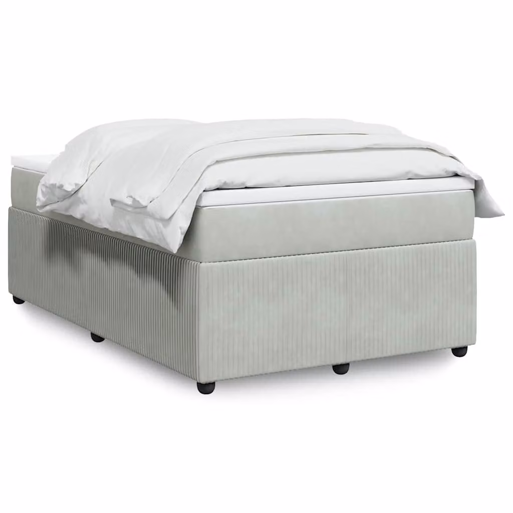 vidaXL Giroletto a Molle con Materasso Ibrido in Velluto Grigio Chiaro L/P/H: 120 x 200 cm