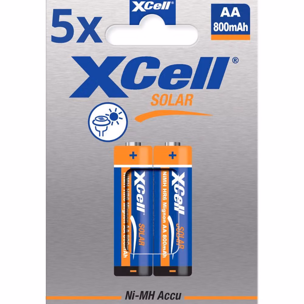 10x batterie ricaricabili XCell Solar X800AA Mignon Ni-MH 1,2V 800mAh (5x blister da 2)