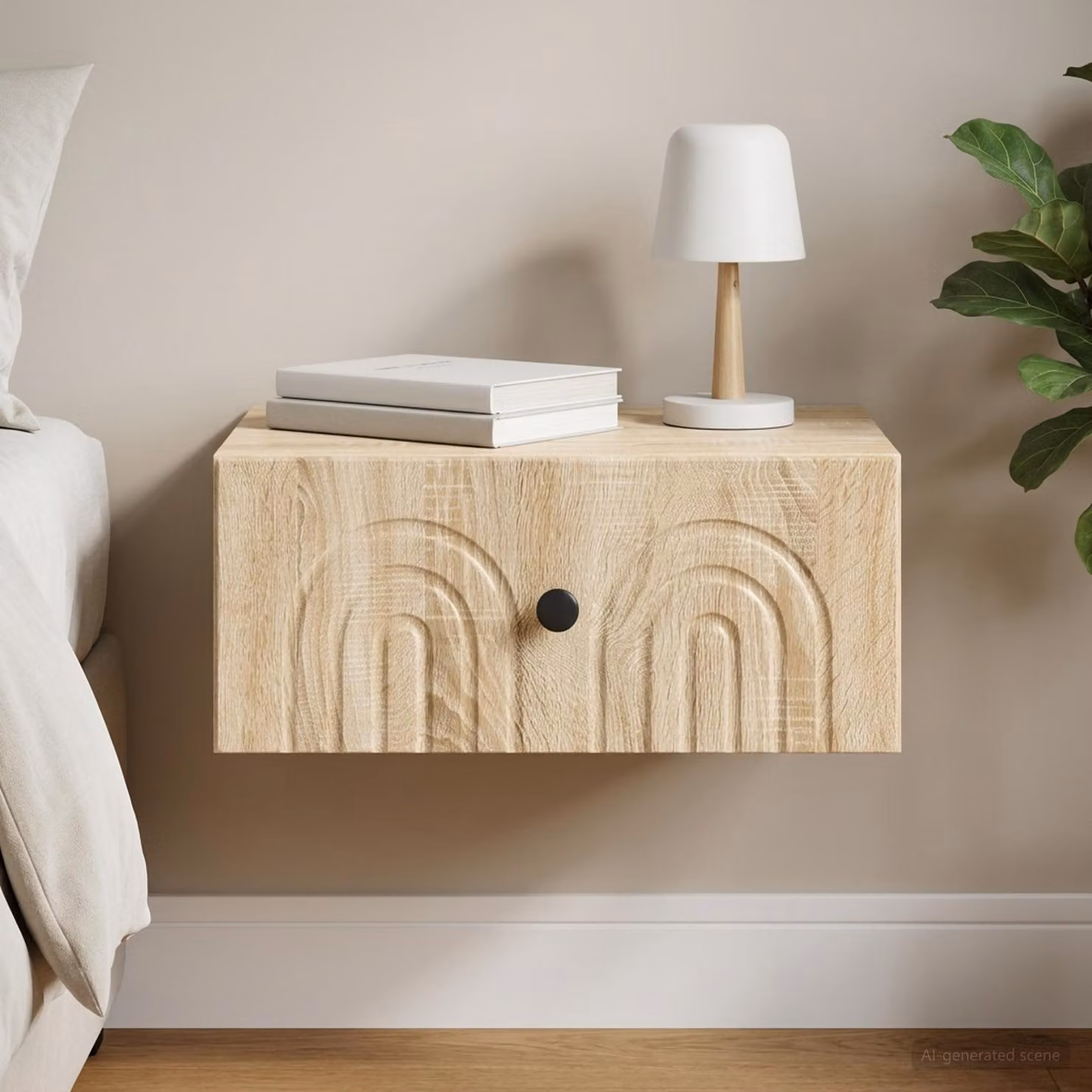vidaXL Mobiletto da notte sospeso moderno Rovere Sonoma marrone L: 49 cm, P: 34,5 cm, H: 20 cm