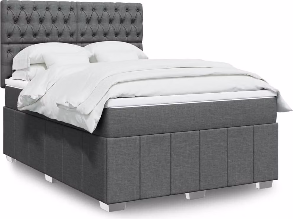 Maison Exclusive - Giroletto a Molle con Materasso Grigio Scuro 160x200 cm Tessuto