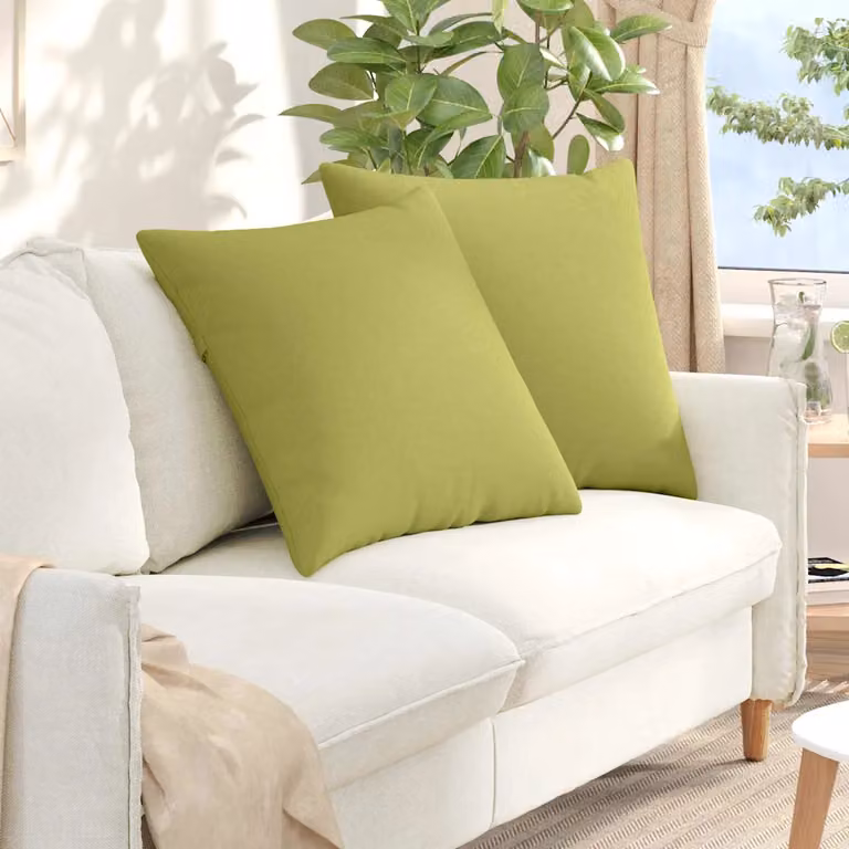 Set di 2 cuscini da divano quadrati vidaXL in tessuto verde chiaro, L 60 x P 60 cm
