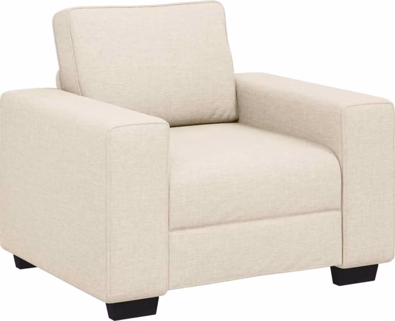 Poltrona-divano beige 100 cm in tessuto misto lino