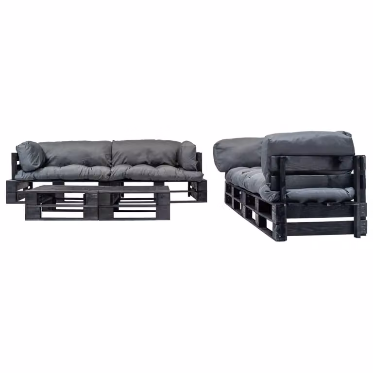 vidaXL Set di divani da giardino in pallet da 6 pezzi con cuscini in legno grigio