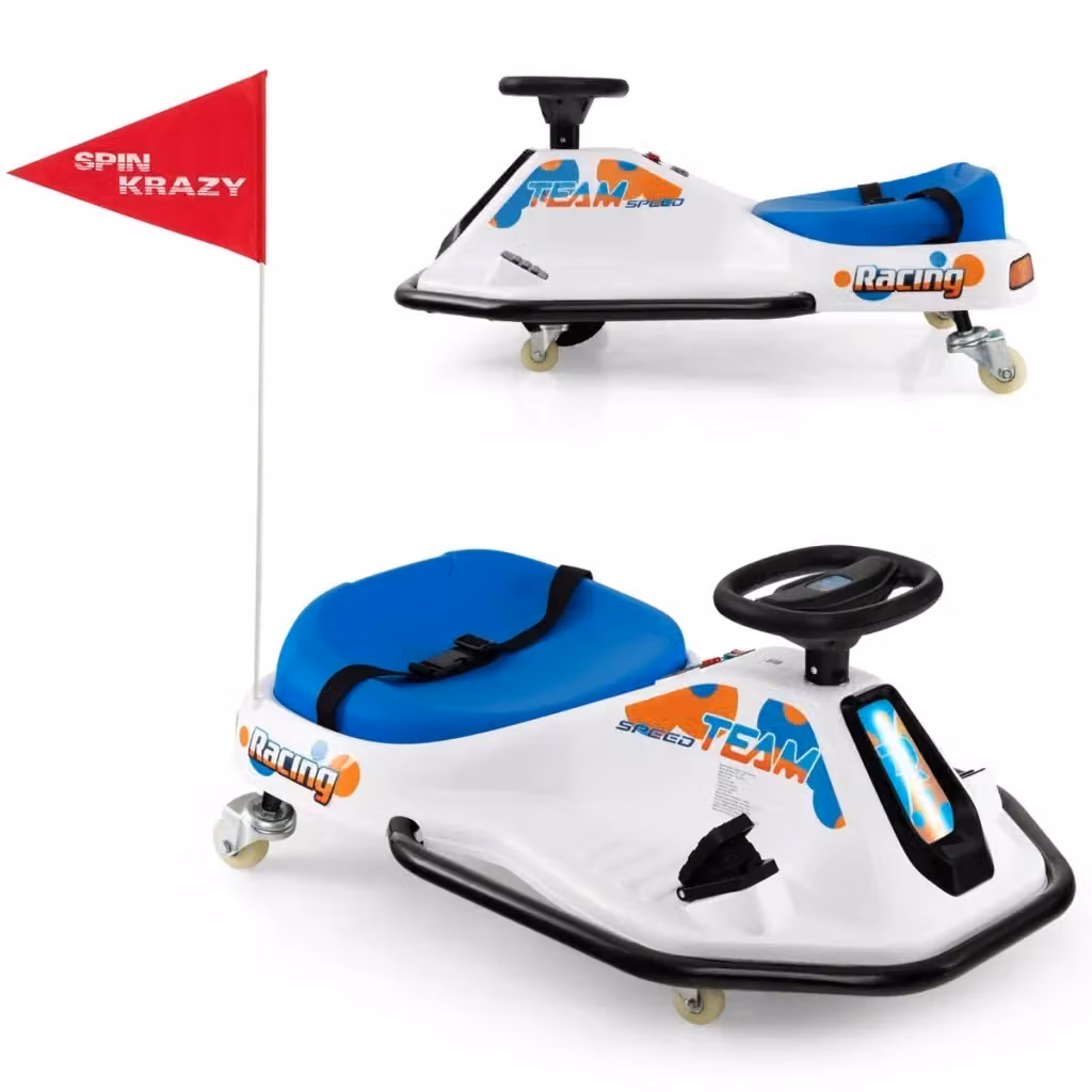 Go-kart elettrico per bambini con design moderno e funzione drift, colore blu, L 90 cm x P 56 cm x H 40 cm – 2