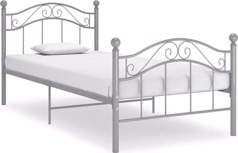 The Living Store Letto in metallo grigio 90x200 cm