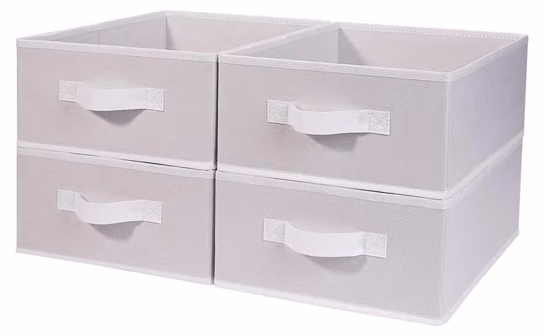 Set di 4 organizer per abiti, contenitori pieghevoli per giocattoli e vestiti