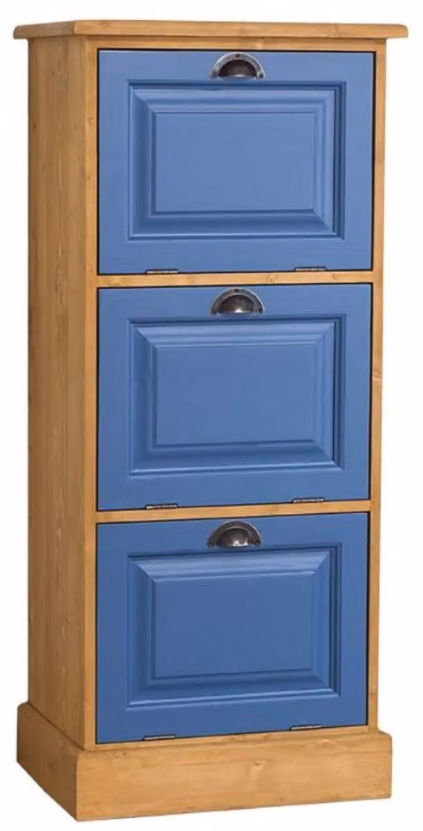 Casa Padrino cassettiera in stile country colori naturali / blu 55 x 40 x h. 126 cm - Mobili in stile country