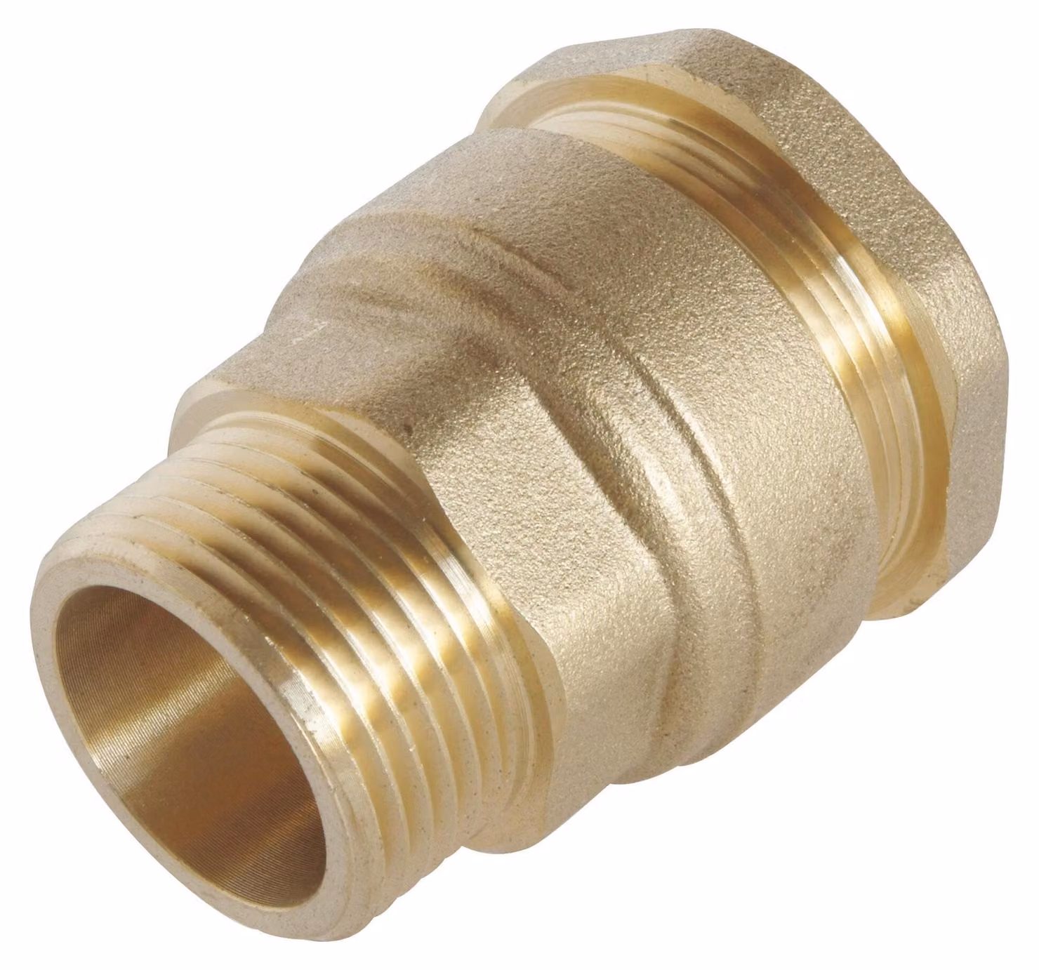 Raccordo in ottone per tubi in polietilene (PE), diametro 63 mm, filettatura esterna 2", pressione massima 20 bar, temperatura di esercizio da -10°C a +80°C