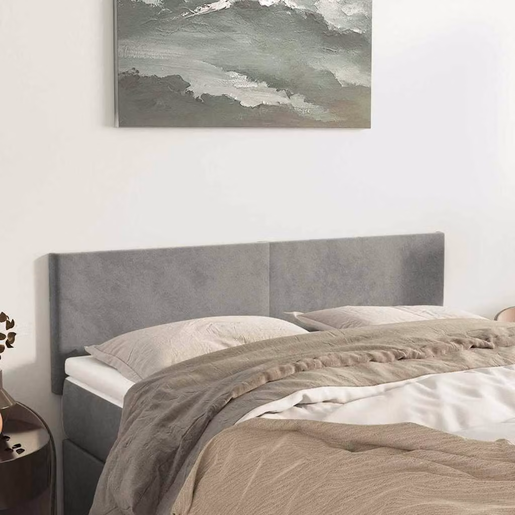 Testiera per letto vidaXL in velluto grigio chiaro, L: 144 cm, P: 5 cm, H: 78-88 cm