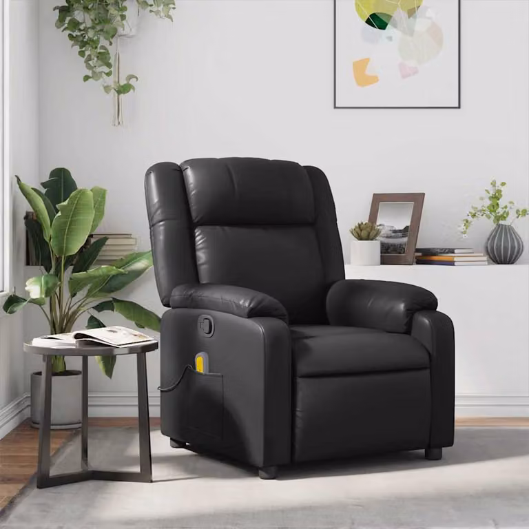 Poltrona Reclinabile Relax vidaXL in Similpelle Nera con Braccioli