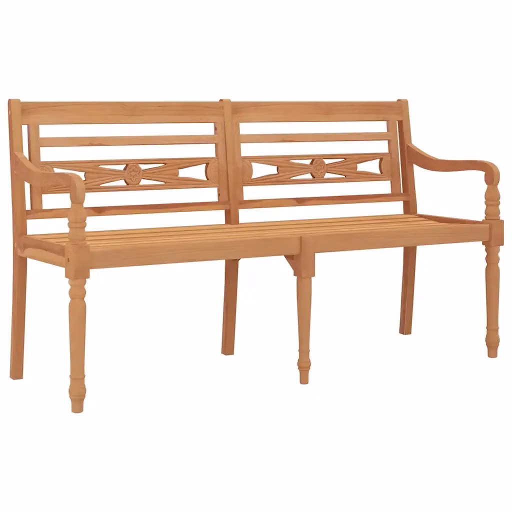 Panchina da giardino Batavia vidaXL in legno massello di teak marrone con braccioli L: 150 cm, P: 51,5 cm, H: 84 cm – 2