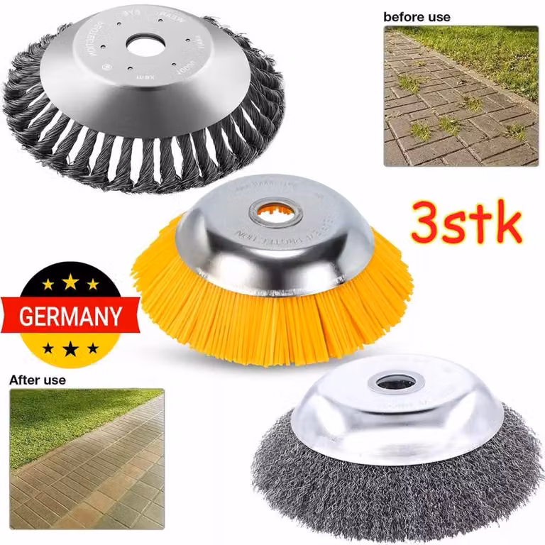 Spazzola per erbacce Wildkraut, dimensioni 25,4 x 200 mm, per decespugliatori e motoseghe, compatibile con Stihl