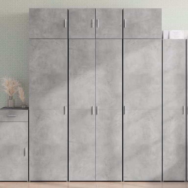 Armadietto da parete vidaXL in legno MDF grigio opaco con ante a battente, L: 70 cm, P: 42,5 cm, H: 225 cm