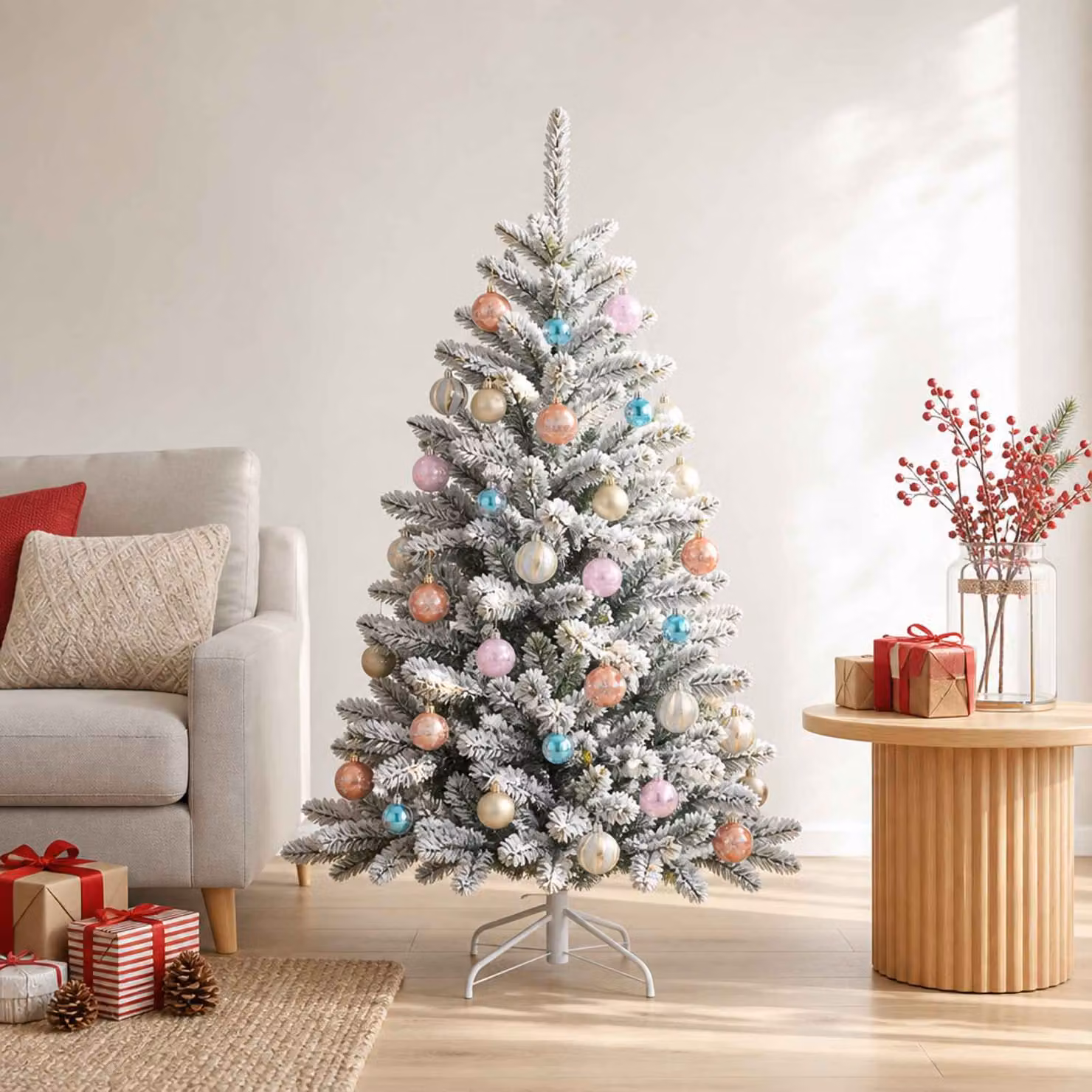 vidaXL Set di Palline di Natale 88 pz Rosa, oro, marrone e turchese