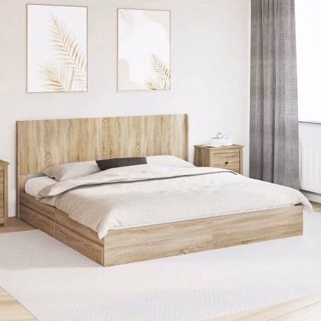 Struttura del letto con stoccaggio e testata Rovere Sonoma 3414003