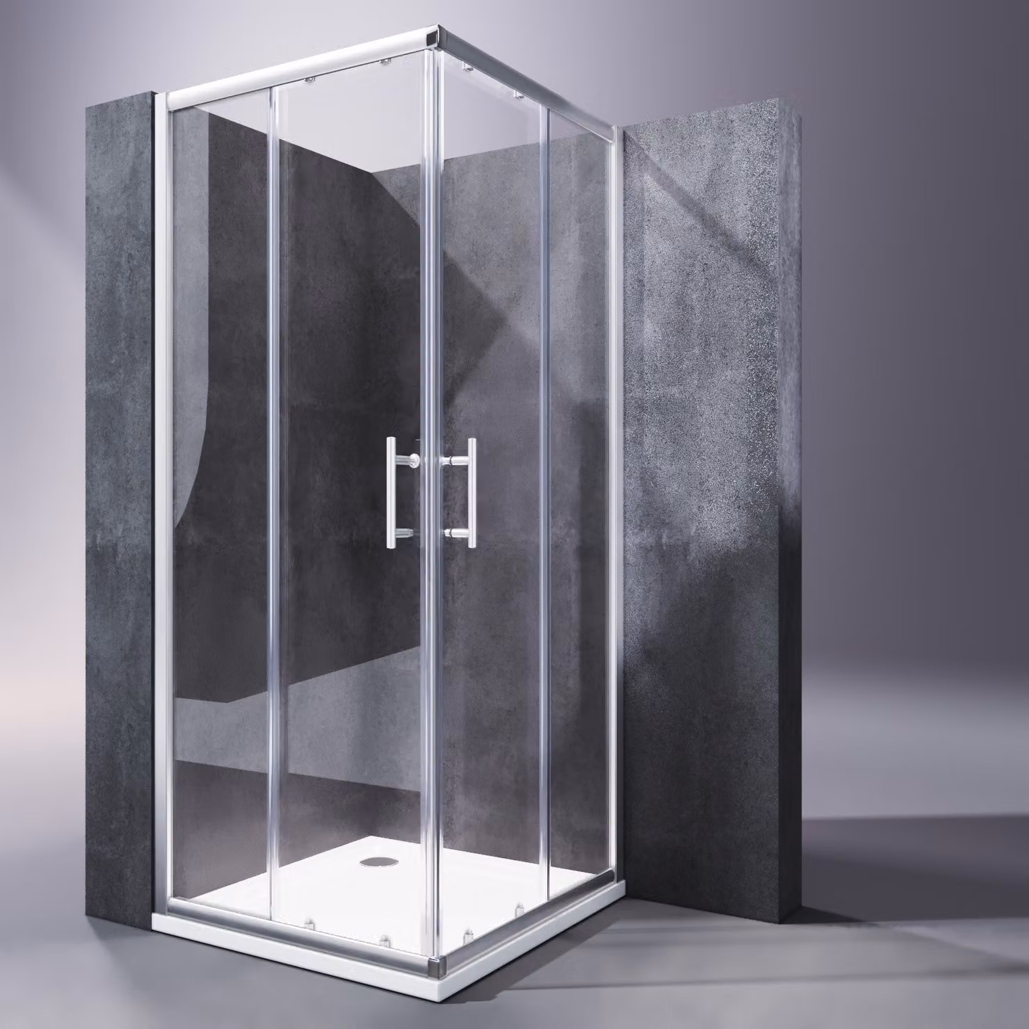 Cabina doccia SONNI con ingresso angolare 90x76x195 cm Doccia angolare Porta scorrevole Doppia porta doccia Vetro ESG Doccia