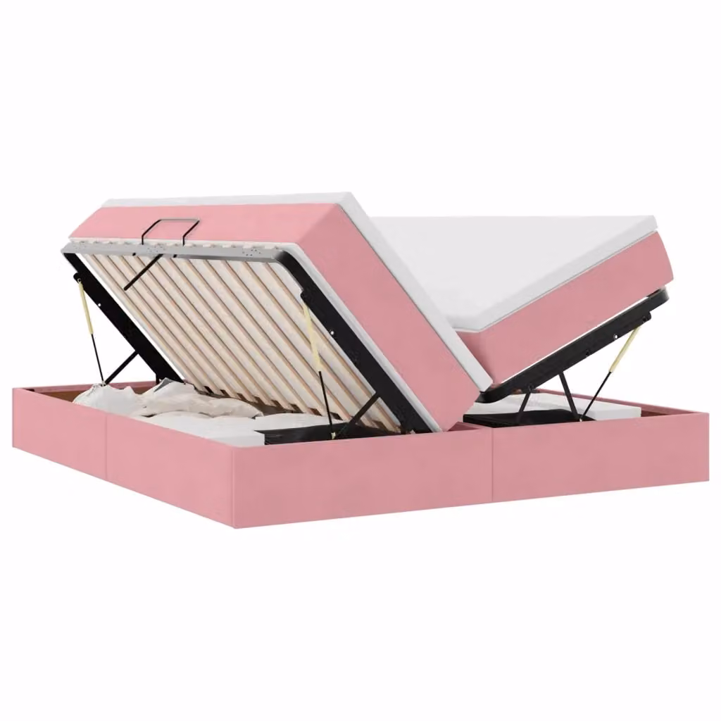 Letto con contenitore e base a sollevamento vidaXL in velluto rosa L: 180 cm, P: 200 cm, H: 204 cm – 2