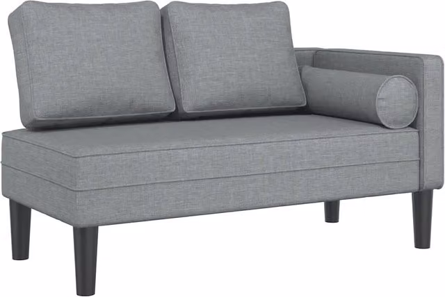 Chaise Longue a L con Cuscini in Tessuto Grigio e Legno Massello DESIGN IN CFW2691580