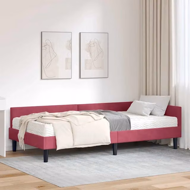 Struttura Letto Angolare con Materasso 2 pz-Giroletto con materasso Verde Velluto 671101