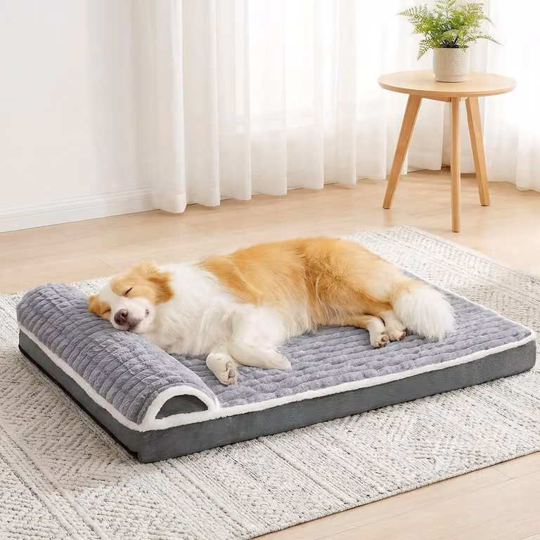 Cuccia ortopedica per cani, colore grigio, dimensioni 122x76x9 cm, con rivestimento removibile