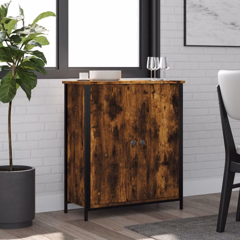 Credenza vidaXL in Rovere Fumo e Legno Multistrato, L 70 cm x P 30 cm x H 80 cm