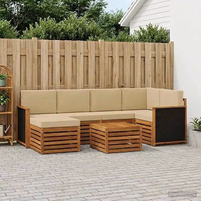 Set di divani da esterno 6 pz Naturale 3384584