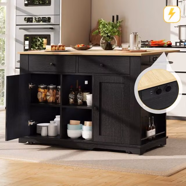 Isola da cucina con ruote 151,5 x 59,7 x 91,7 cm in MDF e metallo con piano ribaltabile