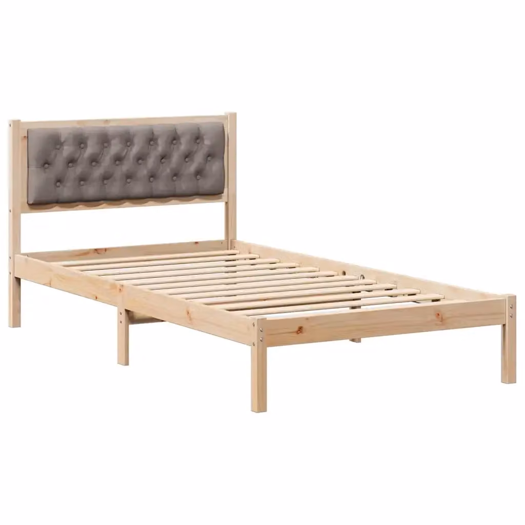 Struttura del letto Talpa vidaXL in pino massello con tessuto beige o marrone, L/P/H: 205.5 x 105.5 x 85.5 cm – 2