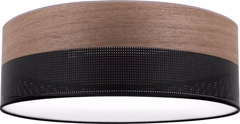 Lampada da soffitto Wood Plexi nero 40cm E27 noce