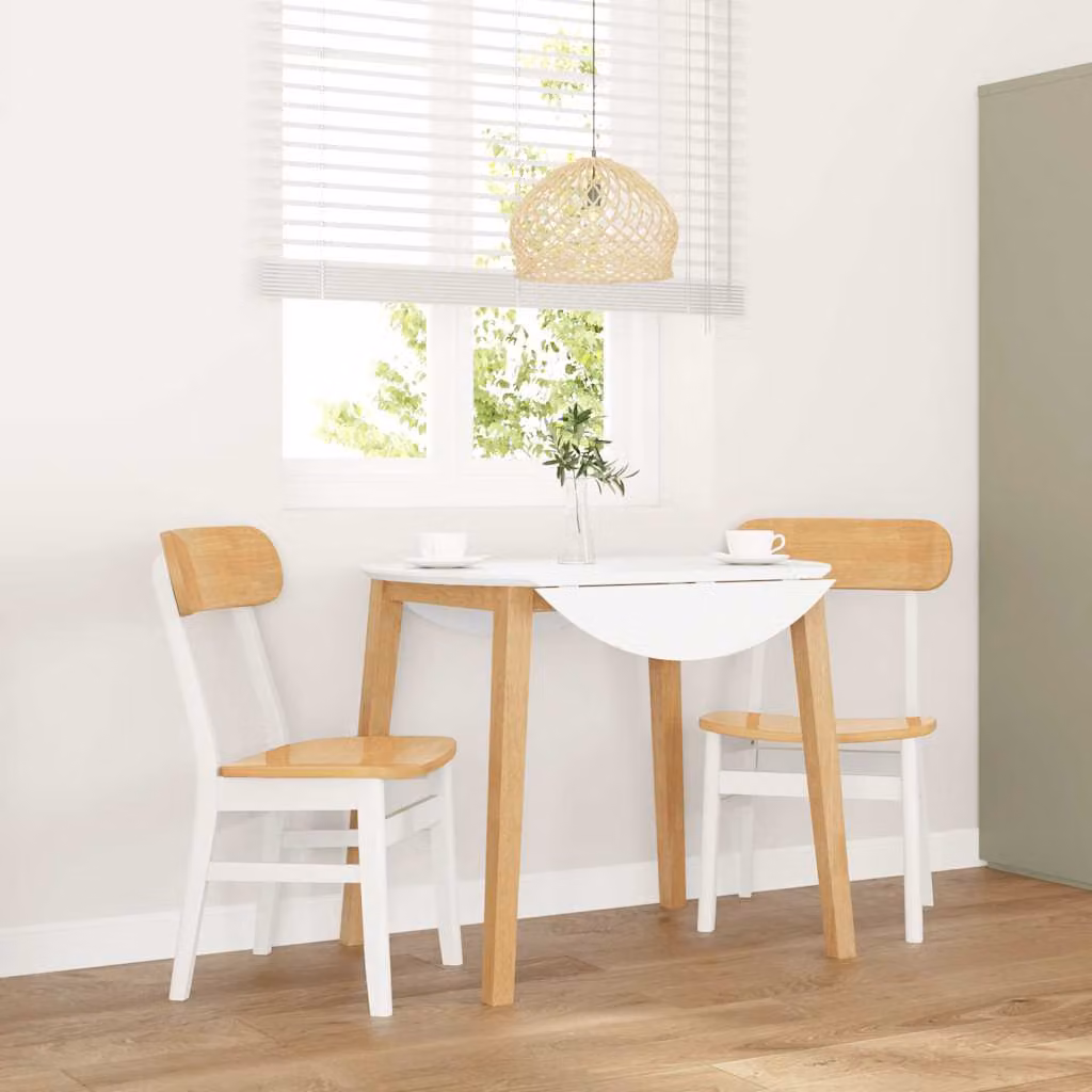 Set di 2 sedie da pranzo moderne vidaXL in legno di Hevea bianco lacca