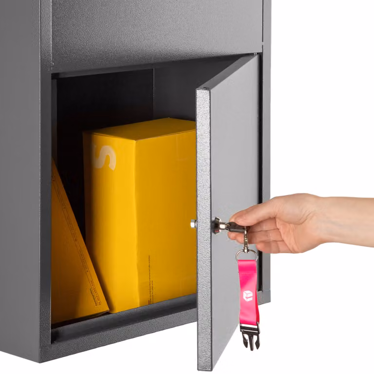 Cassetta per pacchi Fortress tectake con sportello di sicurezza, colore antracite, L/P/H: 44 x 22 x 82 cm