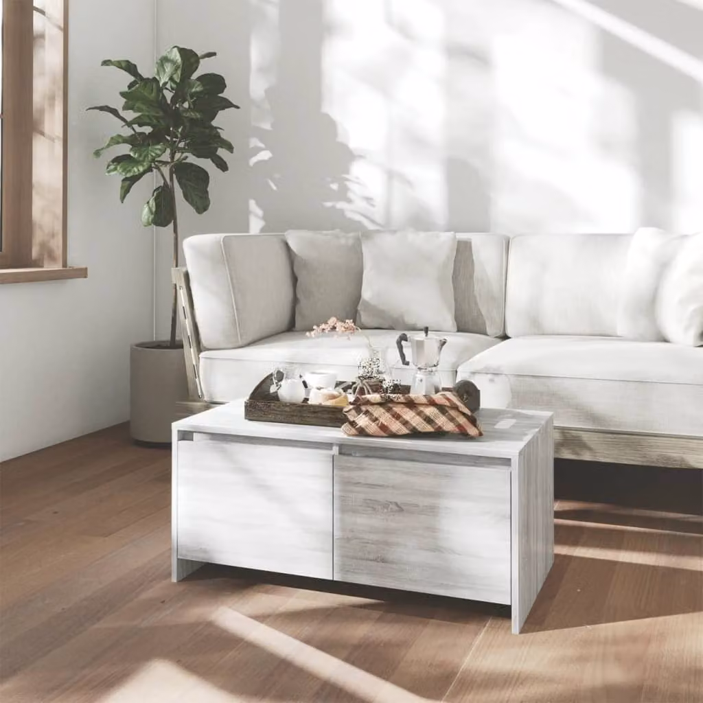 The Living Store Tavolino Grigio Sonoma 90x50x41,5 cm Materiale a base di legno