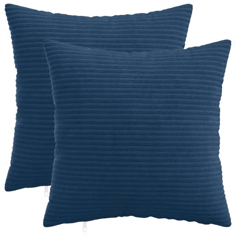 Set di 2 federe vidaXL HEERLEN in velluto a coste blu navy, L 35 cm x P 35 cm