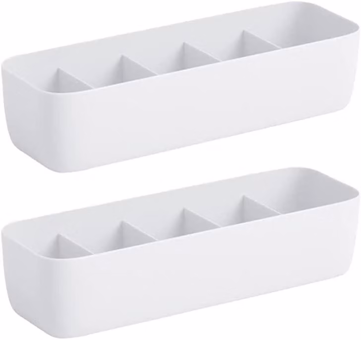 Organizzatore per cassettiere - 2 pezzi - Plastica - Bianco