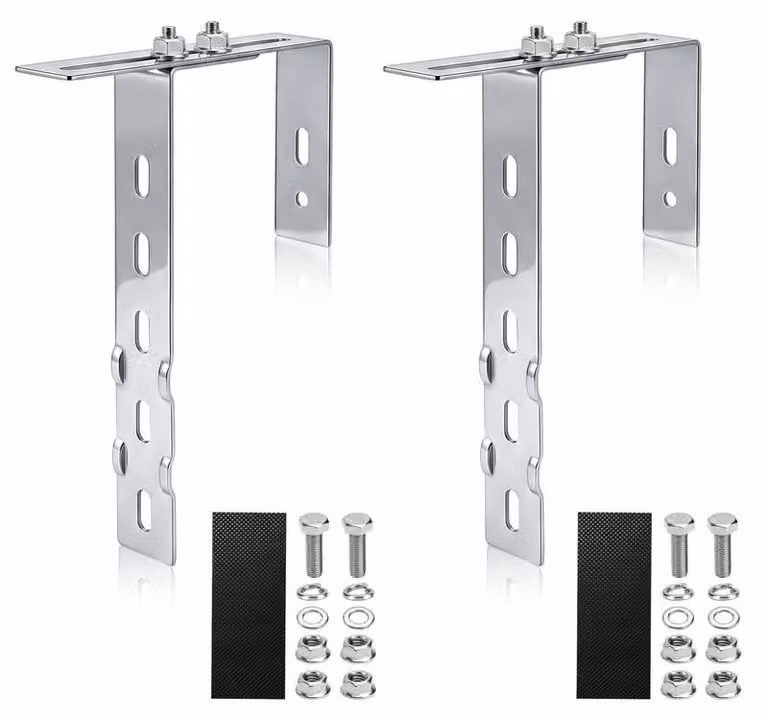 Set di 2 ganci di montaggio per pannelli solari, acciaio inossidabile 304, regolabili da 6 a 19 cm