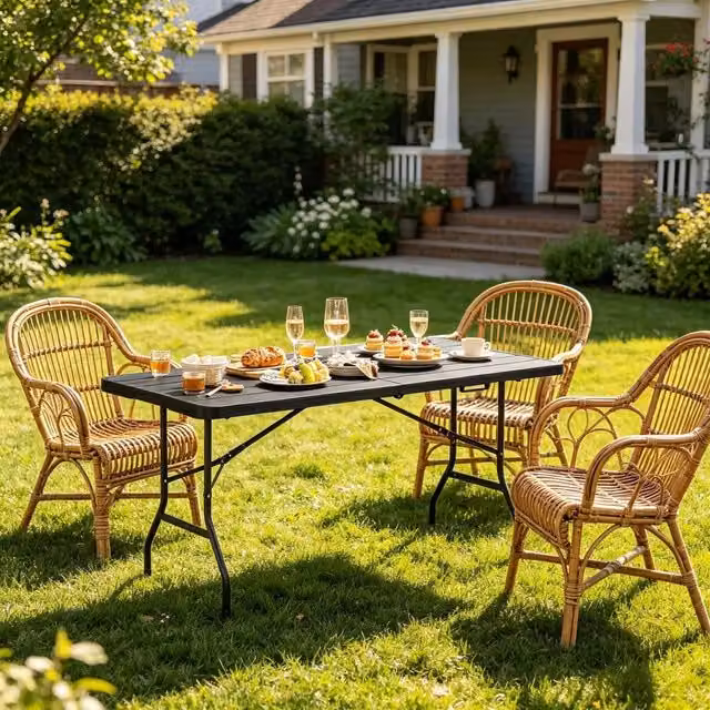 Tavolo da pranzo pieghevole Minimal nero con piano liscio e design moderno L: 120 cm, P: 74 cm, H: 74 cm – 1