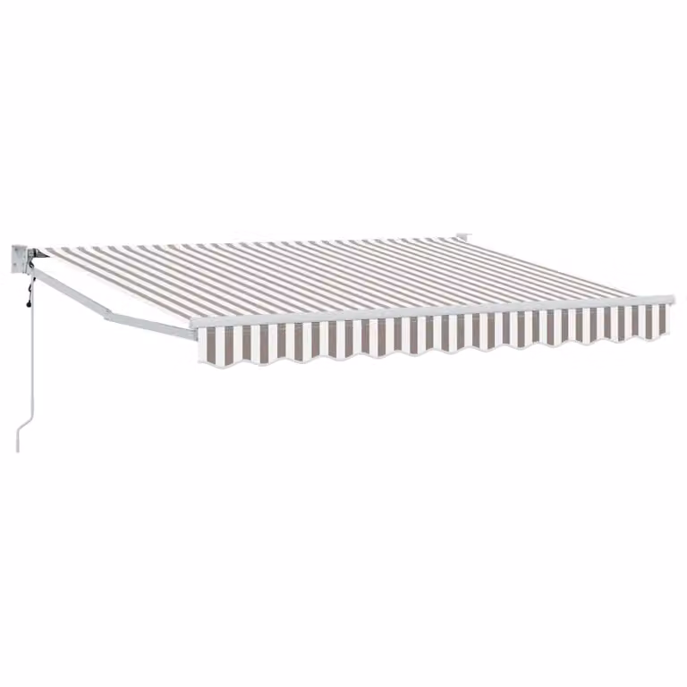 Tenda retrattile vidaXL con bracci pieghevoli in alluminio e tessuto in poliestere, Grigio chiaro e bianco, L: 350 cm, P: 250 cm