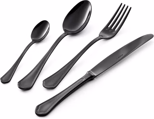 Servizio Set di Posate 24 Pezzi in Acciaio 18/10 PVD Eme Domus Black