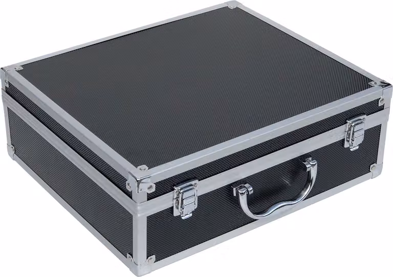Valigetta in alluminio ECI, nera, con imbottitura a cubetti, LxPxA 350 x 300 x 120 mm
