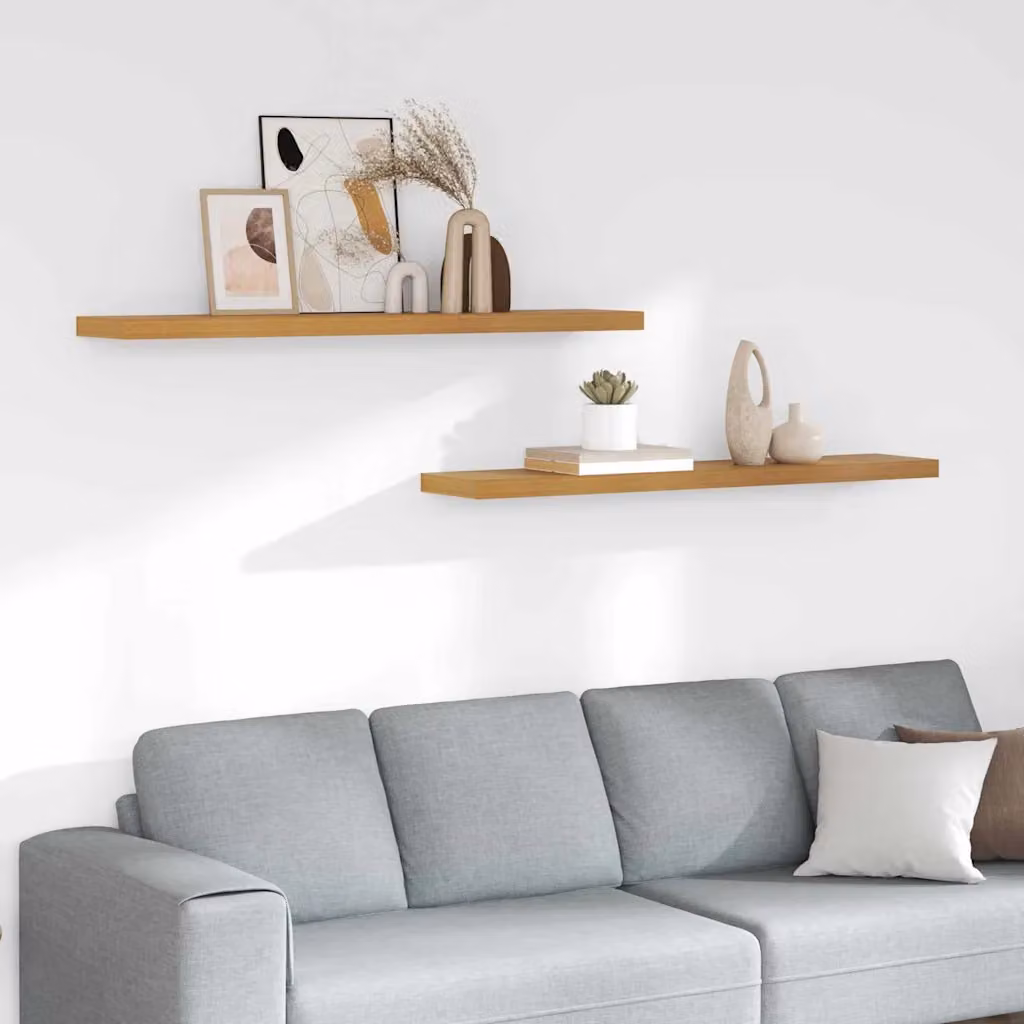 Set di 2 scaffali da parete vidaXL in legno MDF, colore beige, L 120 x P 23,5 x H 3,8 cm