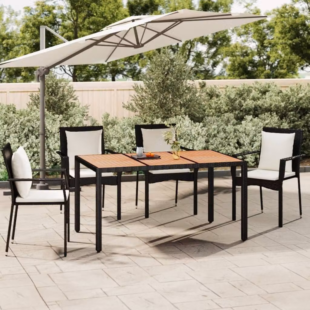 Maison Exclusive - Tavolo da giardino con piano in legno, in rattan sintetico nero e legno di acacia