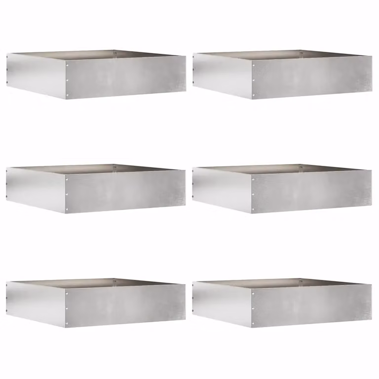Set di 6 bordure per prato vidaXL in acciaio inox color argento, L/P/H: 50 x 50 x 13 cm