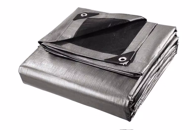 Telo protettivo da 260 g/m², colore argento, 5 x 5 metri, impermeabile. Telo con occhielli, adatto per uso industriale, edile, nautico, per piscine, camion, legno, imbarcazioni, campeggio. Venduto al metro. Adatto per sabbiera, mobili da esterno, trampoli