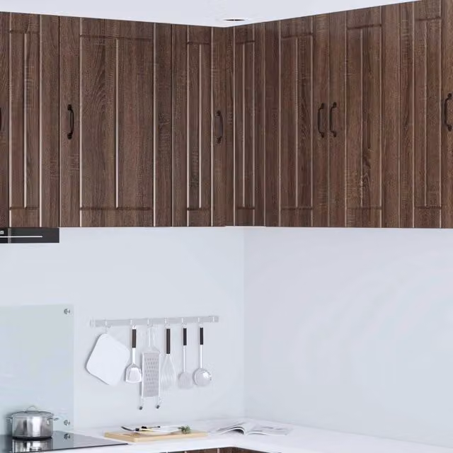 Pensile da cucina moderno vidaXL in legno color rovere marrone con ante scorrevoli L/P/H: 57 x 57 x 80 cm